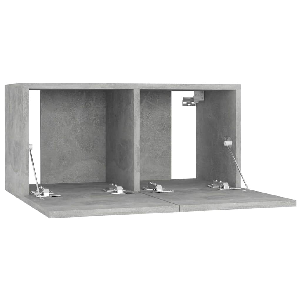 804522 vidaXL 3 Piece Hanging TV Cabinet Set Concrete Grey 60x30x30 cm