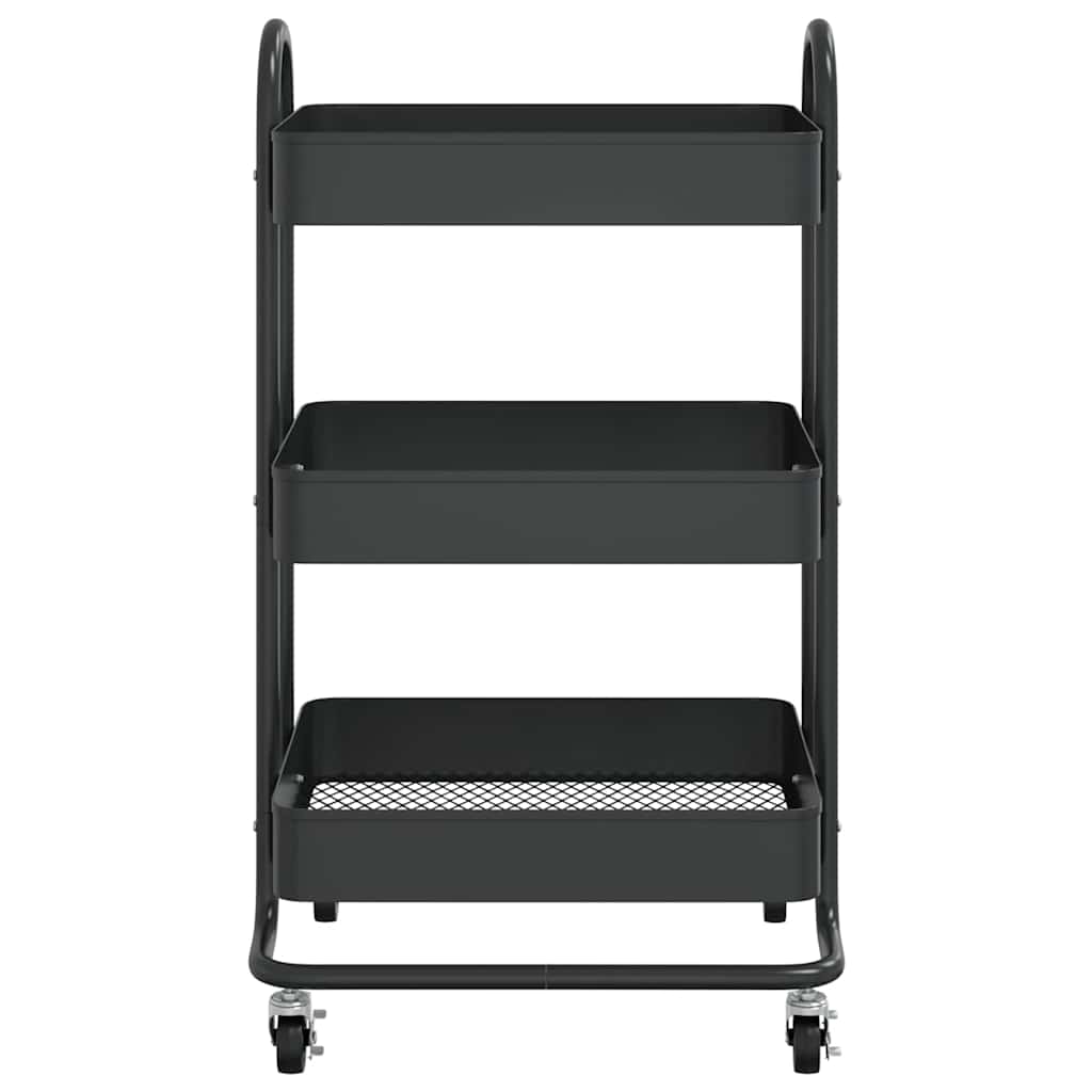 3-Tier Trolley Black 43x34x79 cm Steel