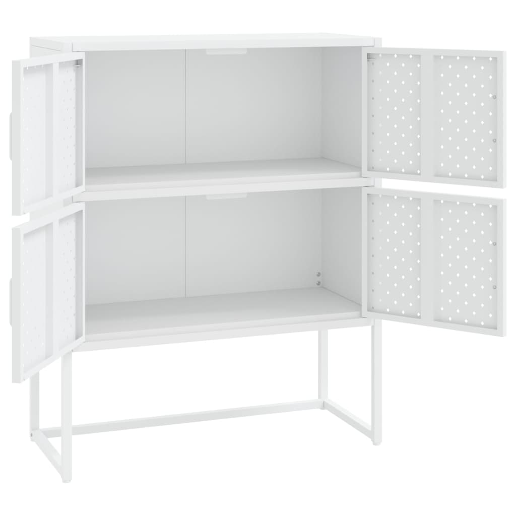 Highboard White 80x35x100 cm Steel
