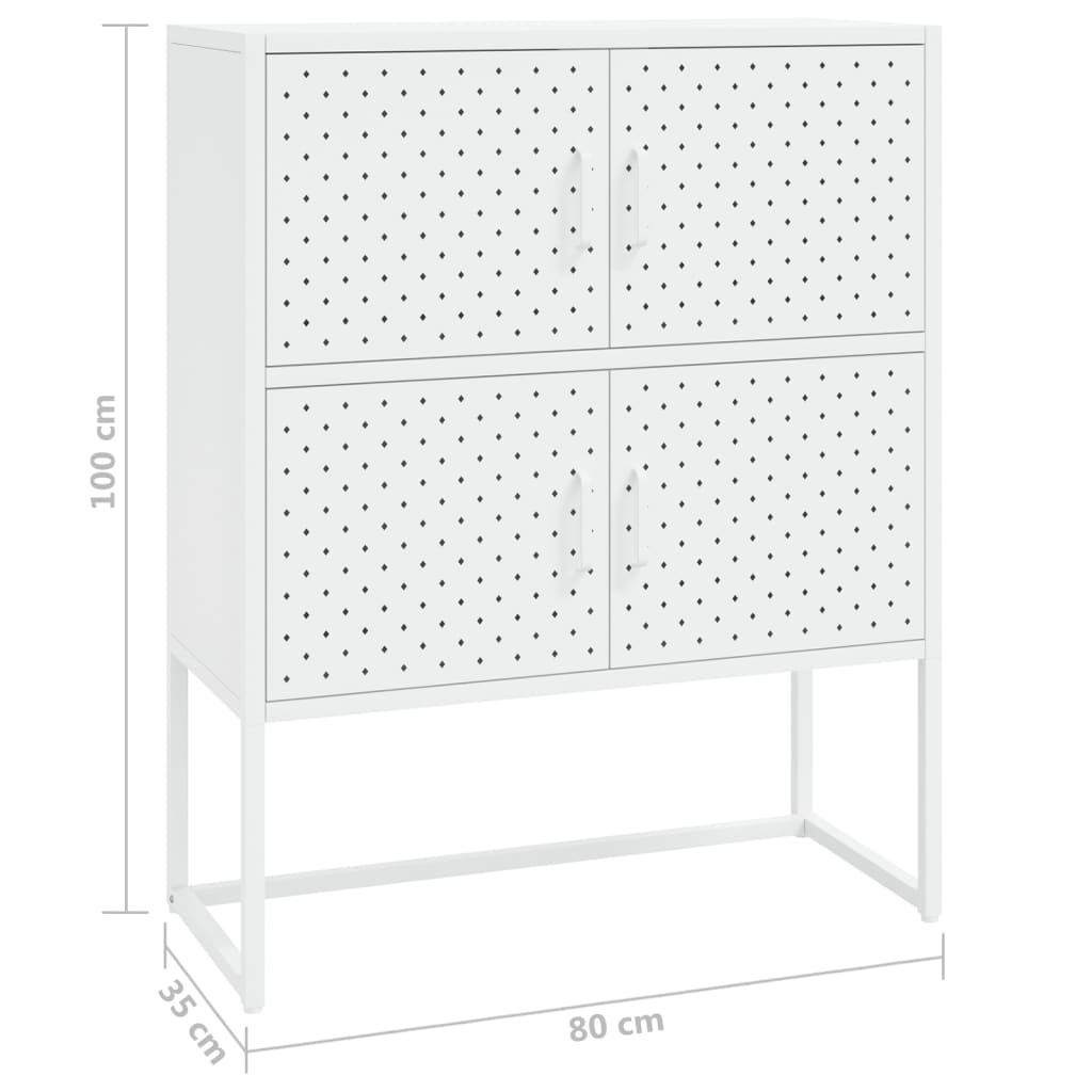 Highboard White 80x35x100 cm Steel