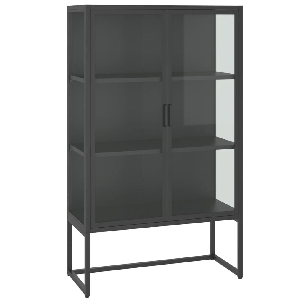 Highboard Anthracite 80x35x135 cm Steel and Tempered Glass