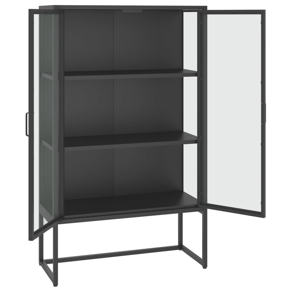 Highboard Anthracite 80x35x135 cm Steel and Tempered Glass
