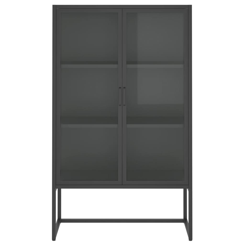 Highboard Anthracite 80x35x135 cm Steel and Tempered Glass