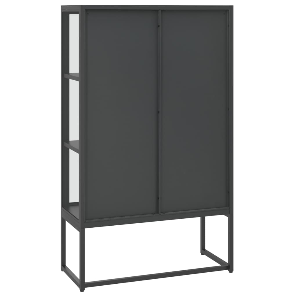 Highboard Anthracite 80x35x135 cm Steel and Tempered Glass