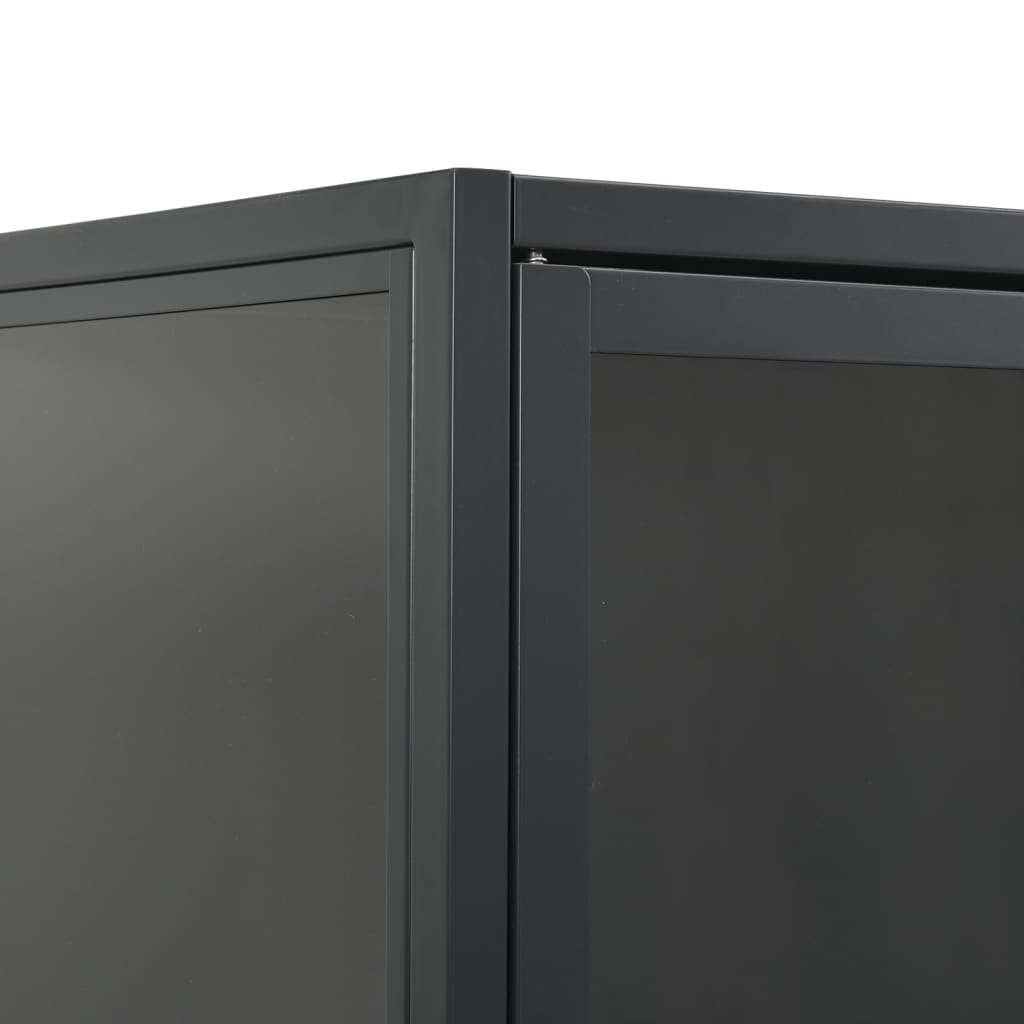 Highboard Anthracite 80x35x135 cm Steel and Tempered Glass
