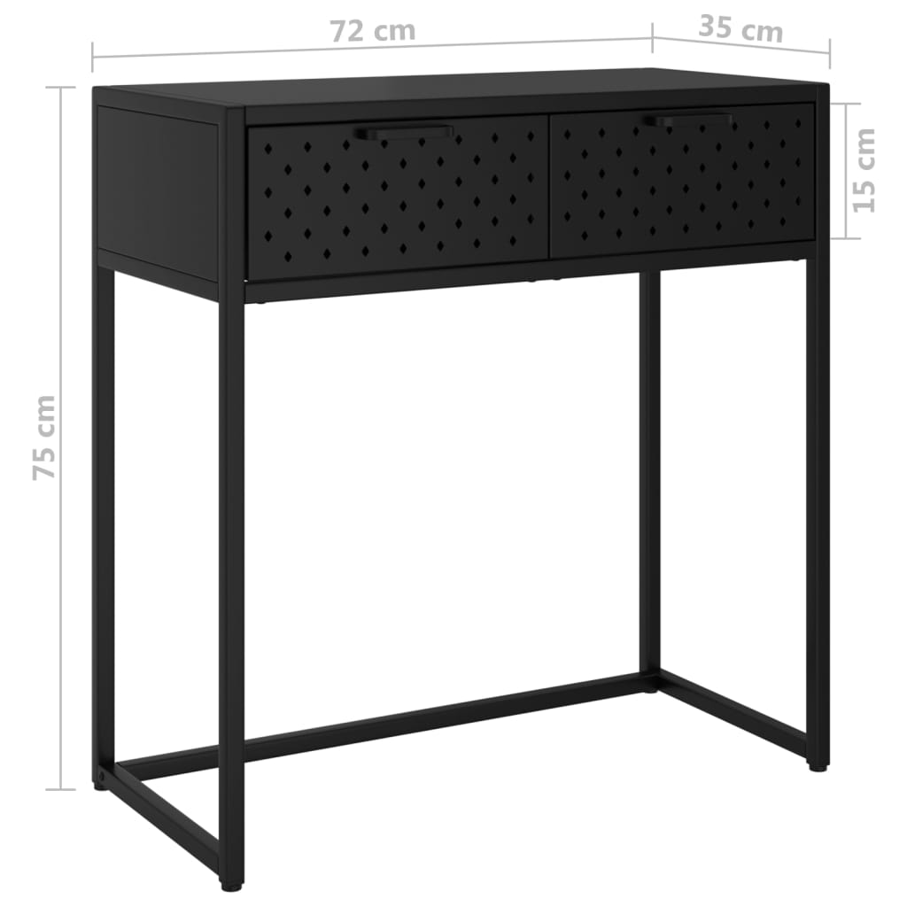 vidaXL Console Table Black 72x35x75 cm Steel