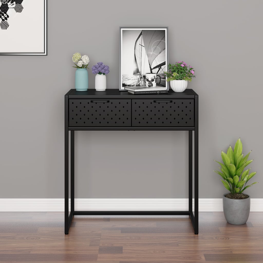 vidaXL Console Table Black 72x35x75 cm Steel