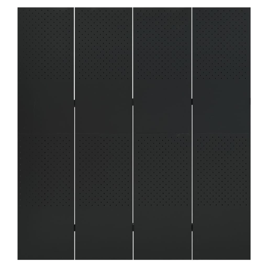 4-Panel Room Divider Black 160x180 cm Steel