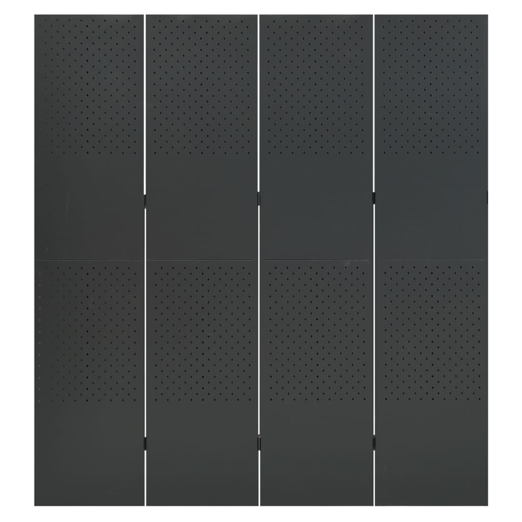 4-Panel Room Divider Anthracite 160x180 cm Steel