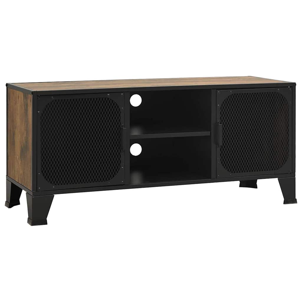 335909 vidaXL TV Cabinet Rustic Brown 105x36x47 cm Metal and MDF