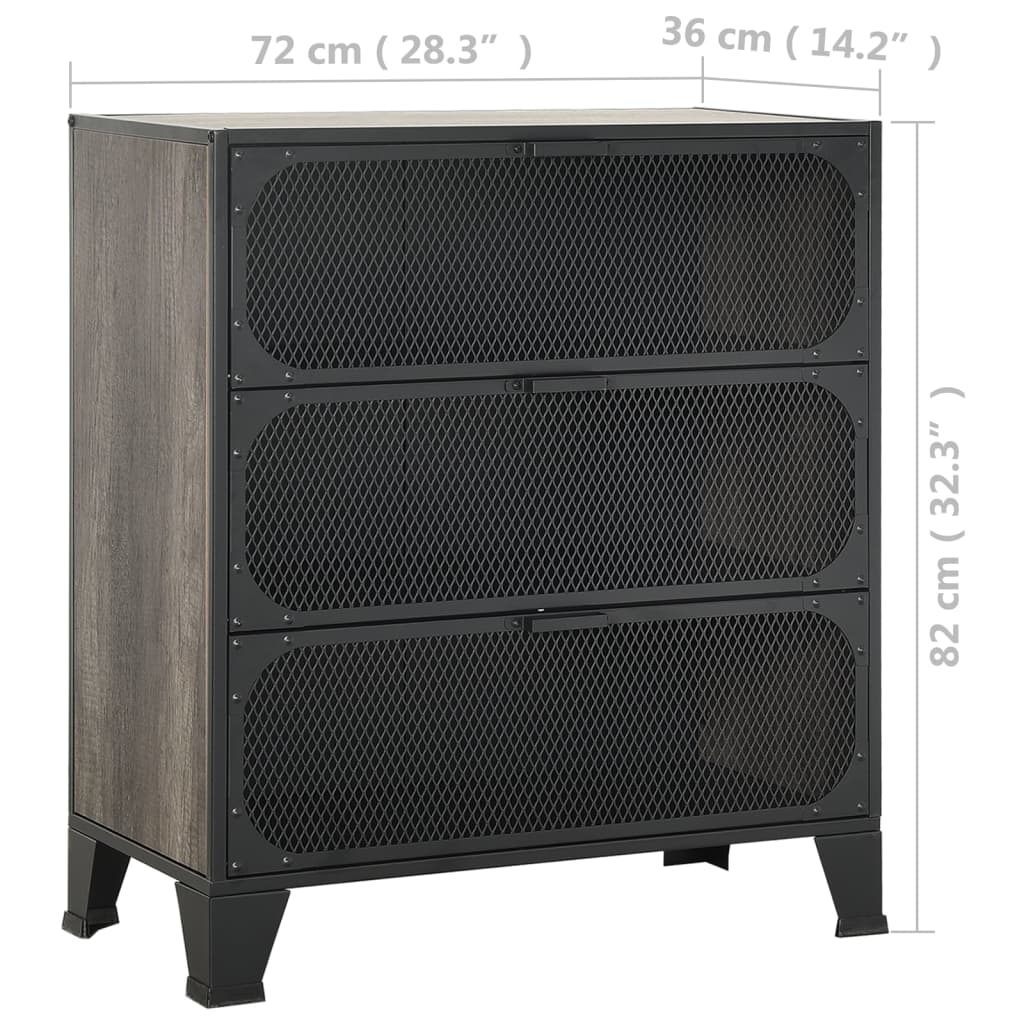 Storage Cabinet | Grey | Metal and MDF | Medium | Storage Cabinet
