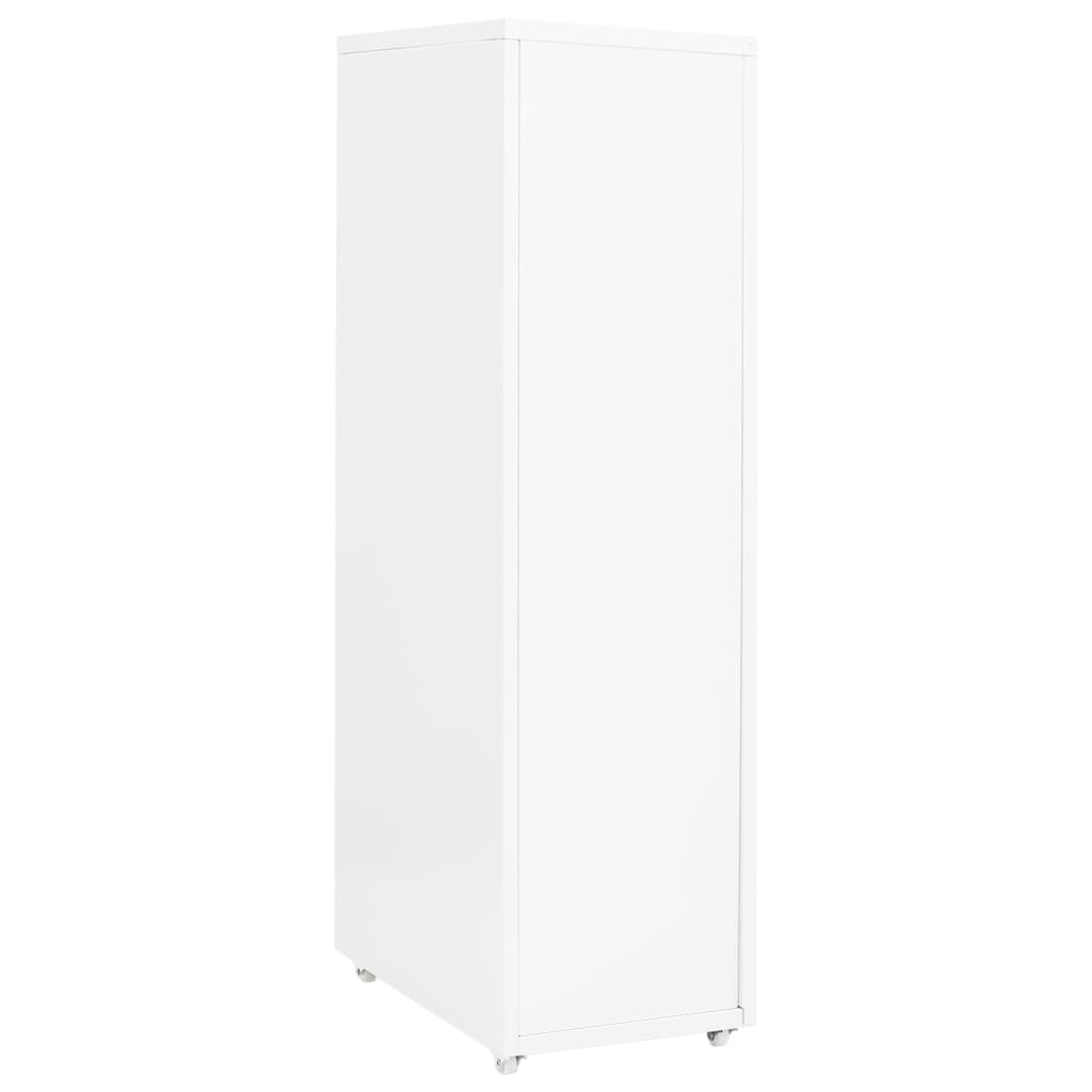 Mobile File Cabinet | White | Metal | Tall and slim | Rollable