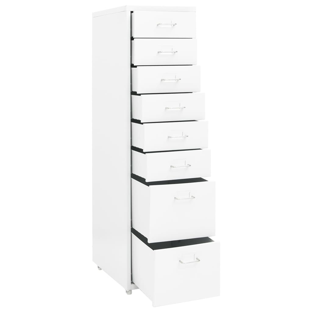 Mobile File Cabinet | White | Metal | Tall and slim | Rollable