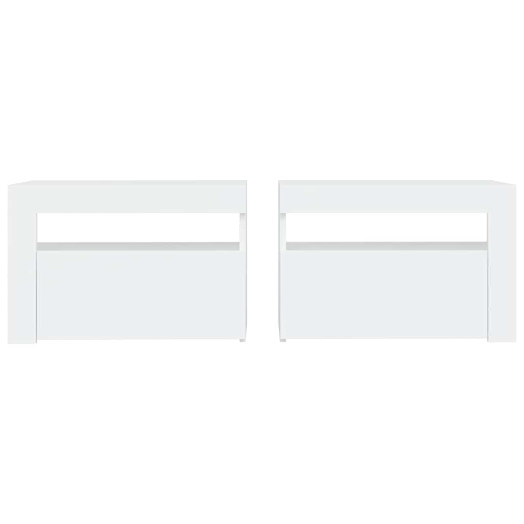 Bedside Cabinets 2 pcs with LEDs White 60x35x40 cm