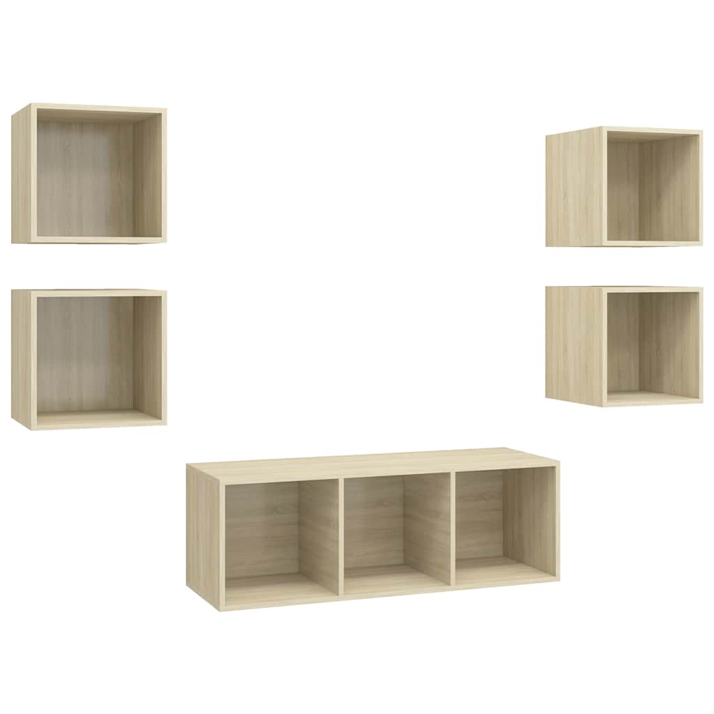 5 Piece TV Cabinet Set Sonoma Oak Engineered Wood