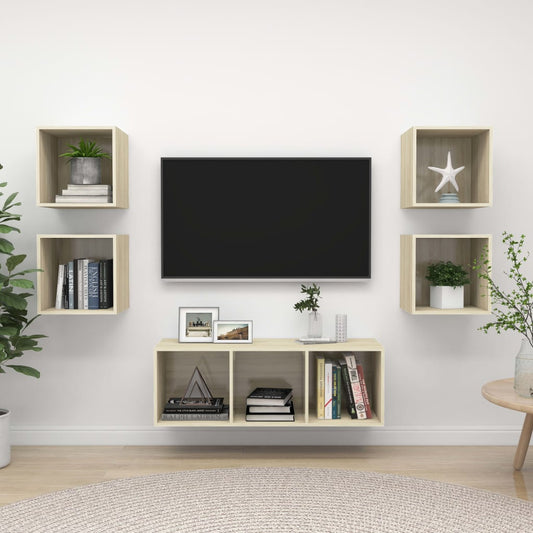 5 Piece TV Cabinet Set Sonoma Oak Engineered Wood