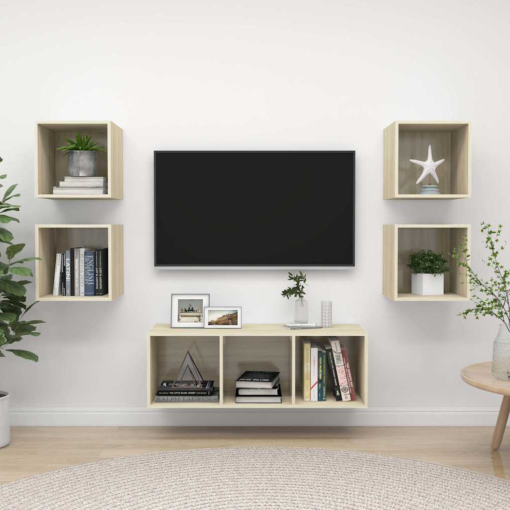 5 Piece TV Cabinet Set Sonoma Oak Engineered Wood
