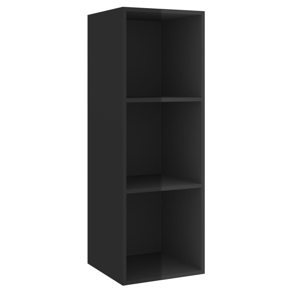 vidaXL 3 Piece TV Cabinet Set High Gloss Black Engineered Wood