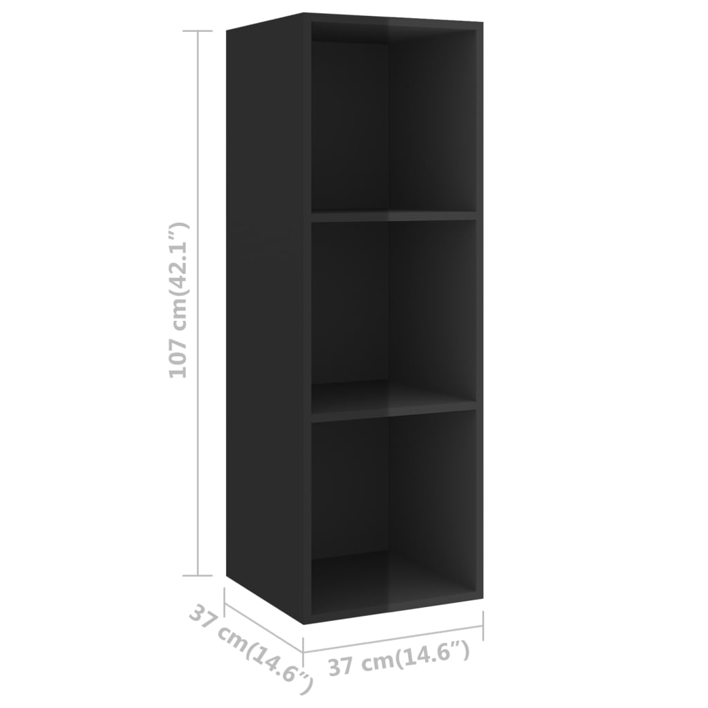 vidaXL 3 Piece TV Cabinet Set High Gloss Black Engineered Wood