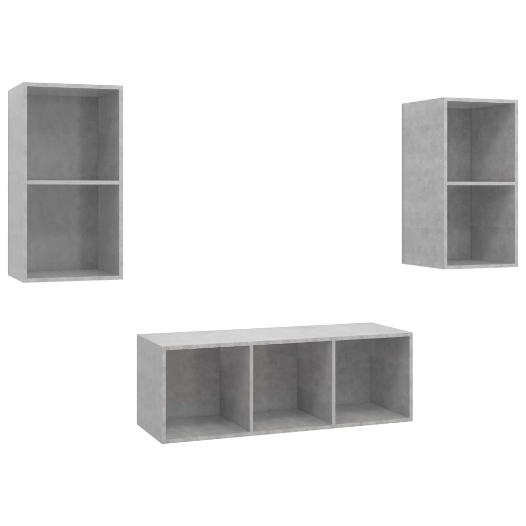 vidaXL 3 Piece TV Cabinet Set Concrete Grey Engineered Wood