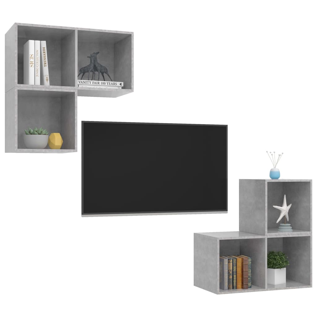 vidaXL 4 Piece TV Cabinet Set Concrete Grey Engineered Wood