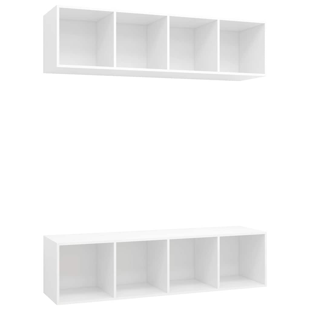 2 Piece Wall-mounted TV Cabinet Set White Engineered Wood