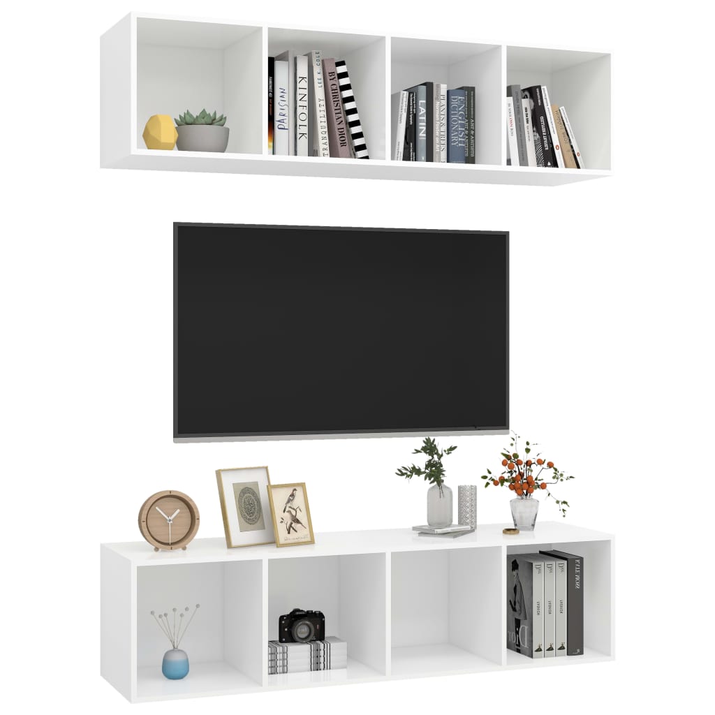 vidaXL Wall-mounted TV Cabinets 2 pcs White Engineered Wood