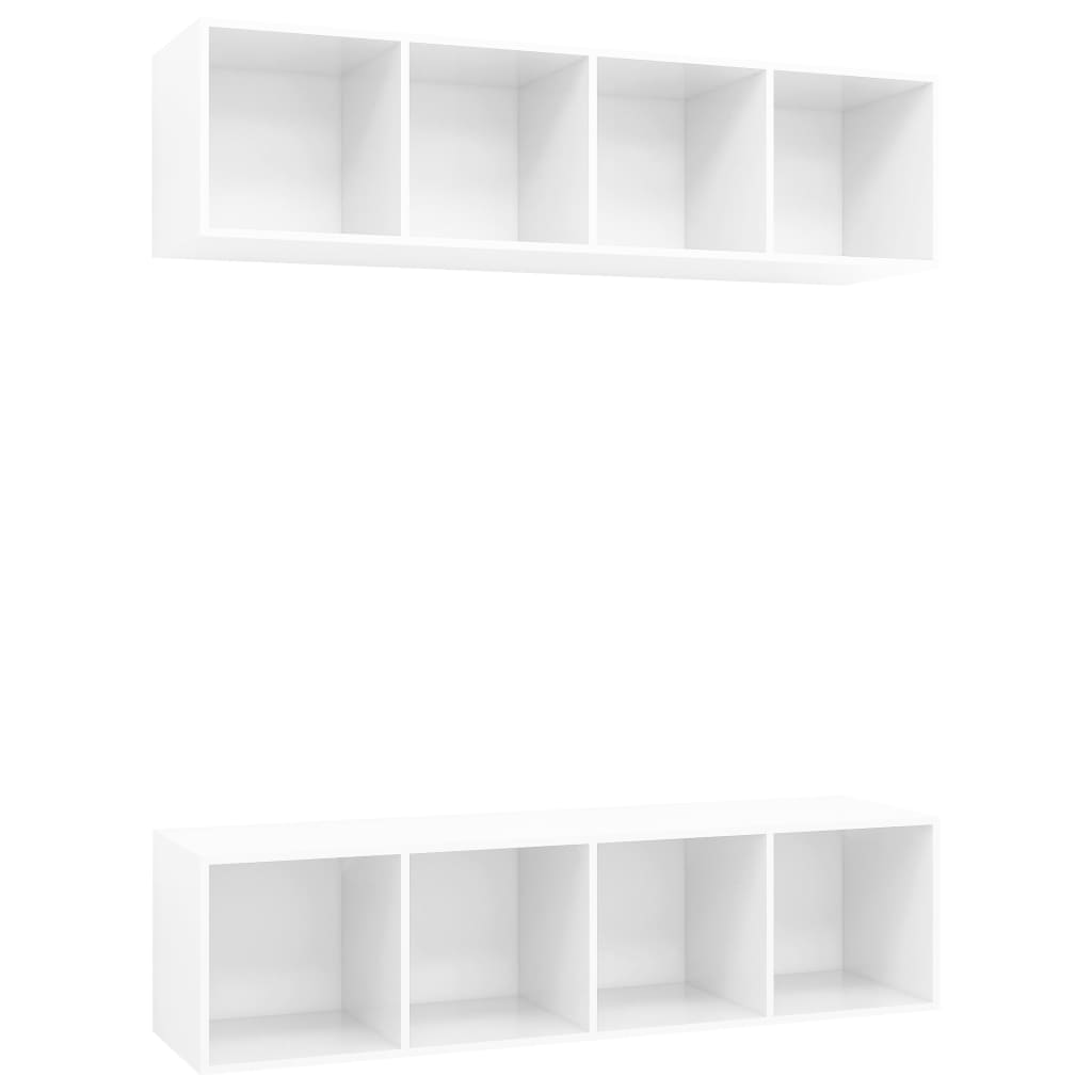 vidaXL Wall-mounted TV Cabinets 2 pcs High Gloss White Engineered Wood