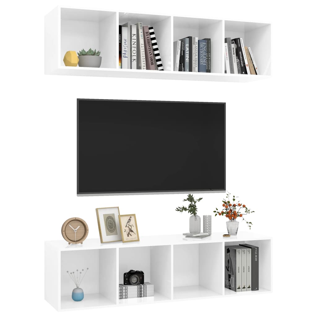 vidaXL Wall-mounted TV Cabinets 2 pcs High Gloss White Engineered Wood