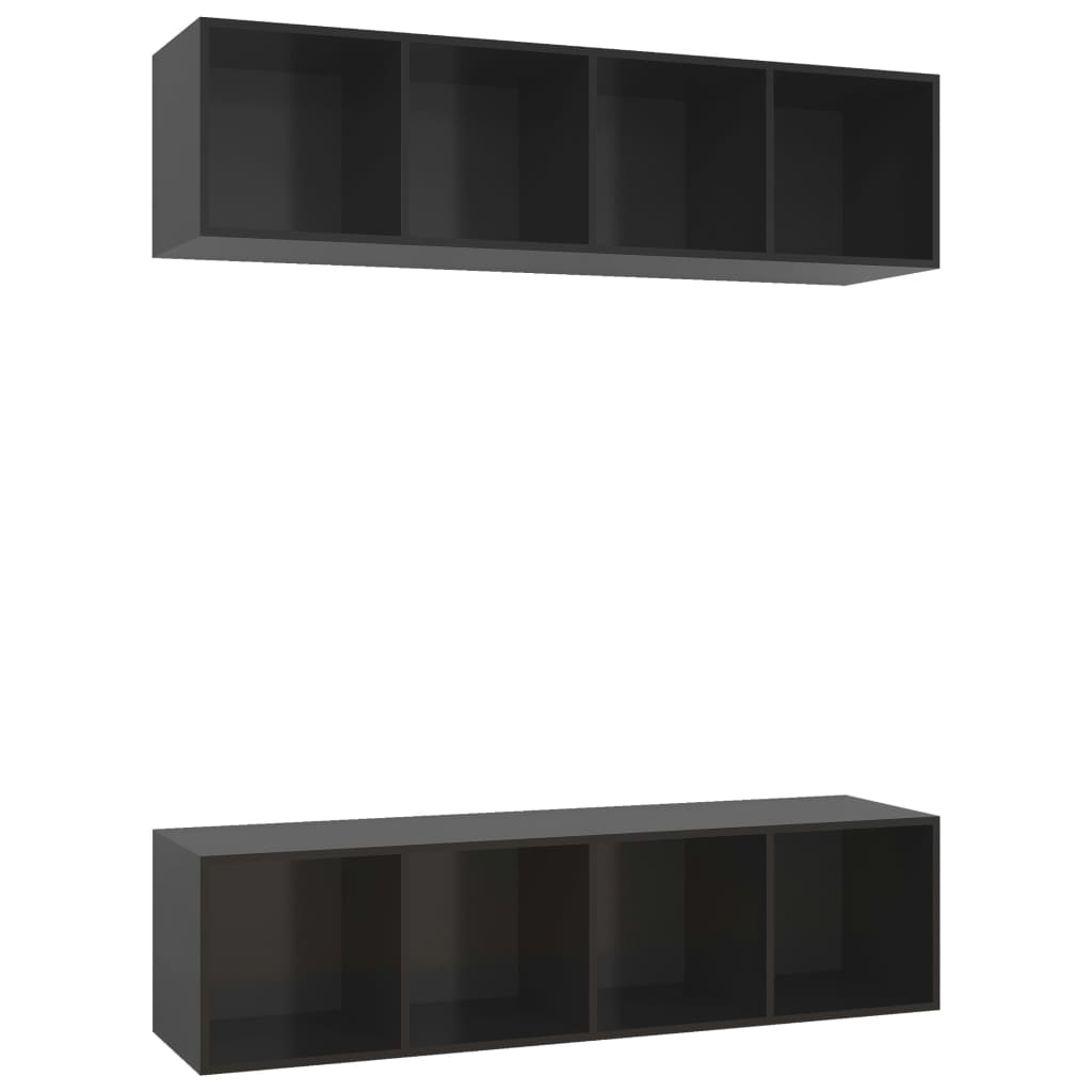 vidaXL Wall-mounted TV Cabinets 2 pcs High Gloss Black Engineered Wood