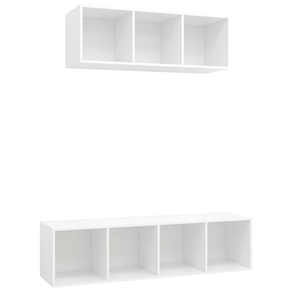 vidaXL 2 Piece TV Cabinet Set White Engineered Wood