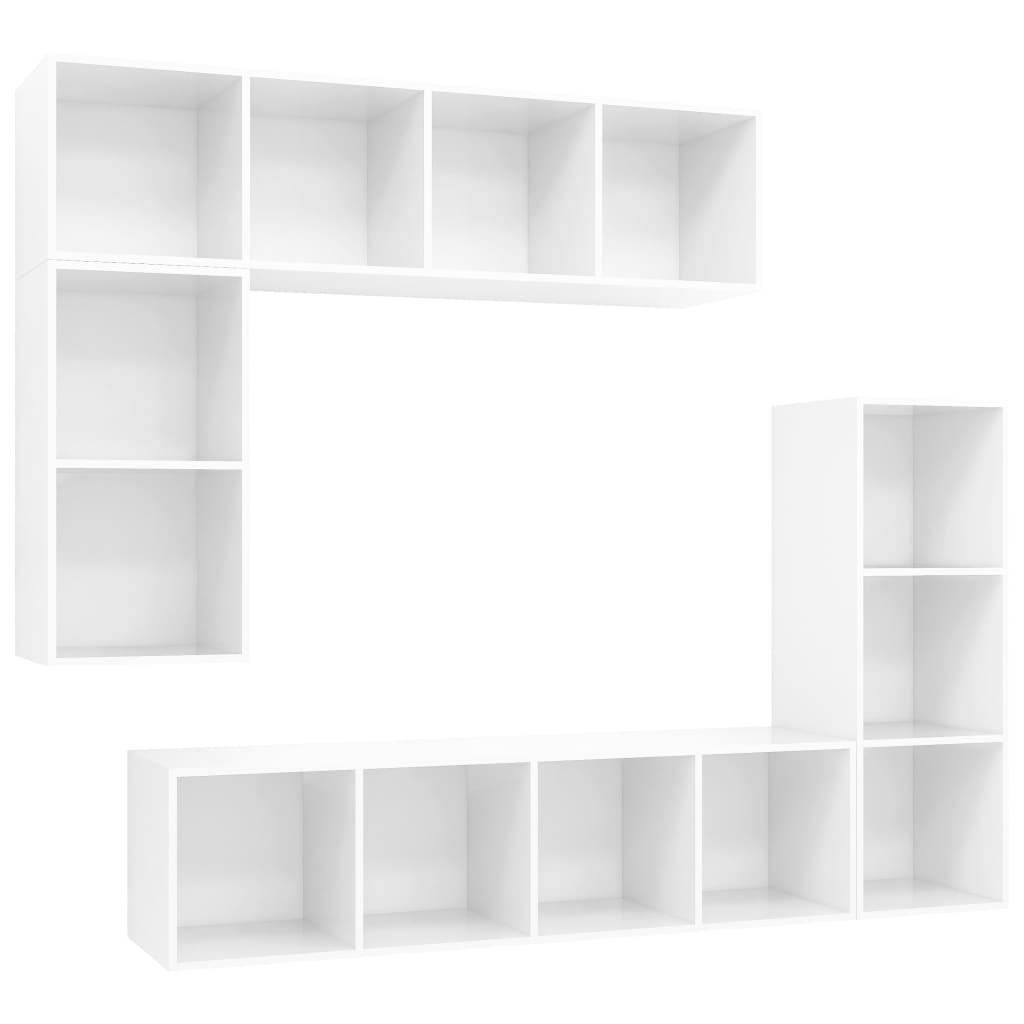 vidaXL 4 Piece TV Cabinet Set High Gloss White Engineered Wood