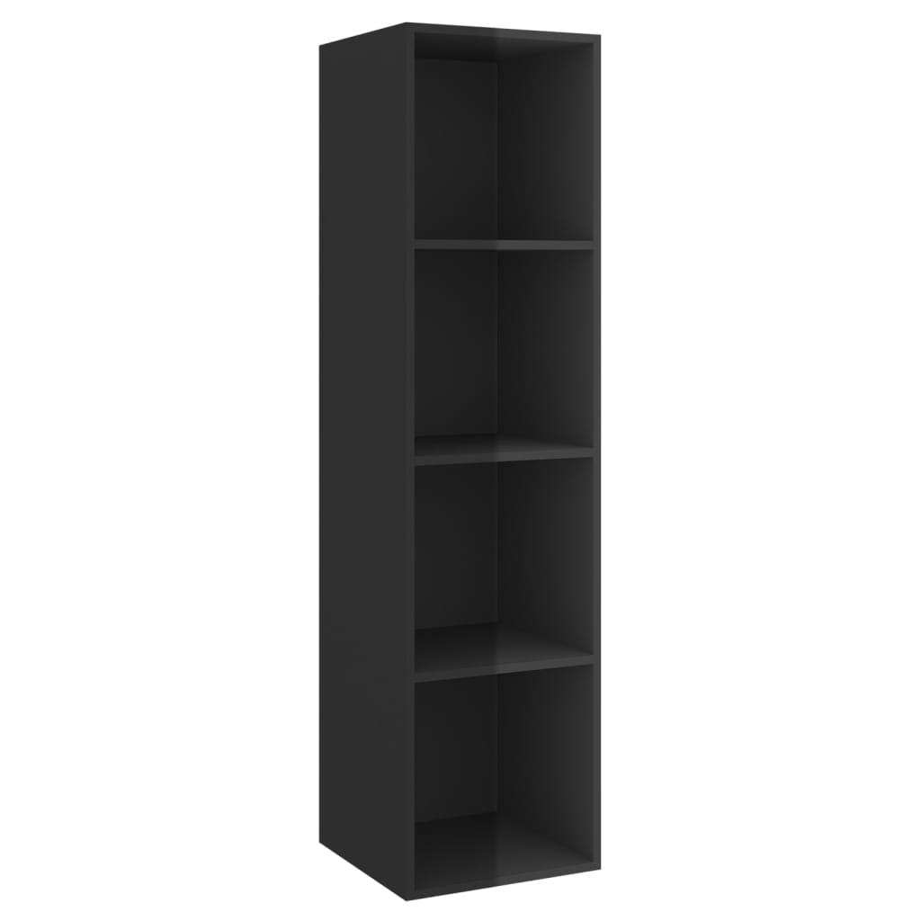 vidaXL 4 Piece TV Cabinet Set High Gloss Black Engineered Wood