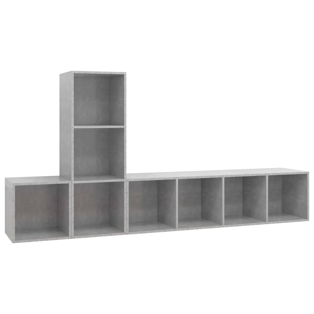 vidaXL 3 Piece TV Cabinet Set Concrete Grey Engineered Wood