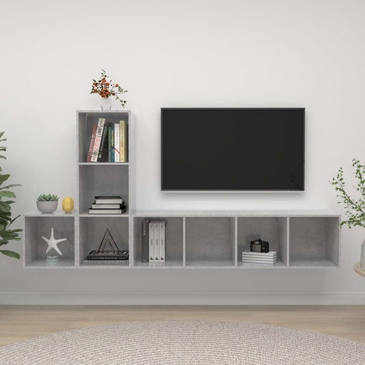 vidaXL 3 Piece TV Cabinet Set Concrete Grey Engineered Wood