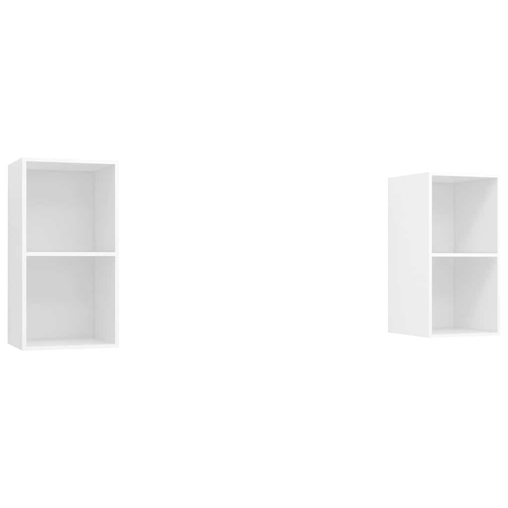 2 Piece Wall-mounted TV Cabinet Set White Engineered Wood