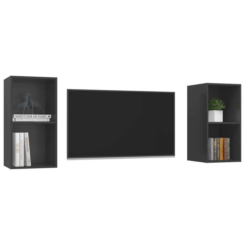 vidaXL Wall-mounted TV Cabinets 2 pcs Grey Engineered Wood