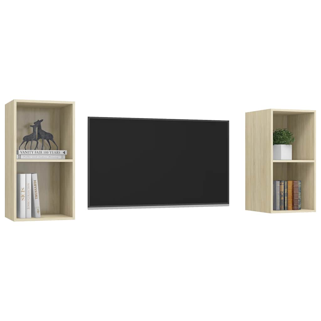 2 Piece Wall-mounted TV Cabinet Set Sonoma Oak Engineered Wood
