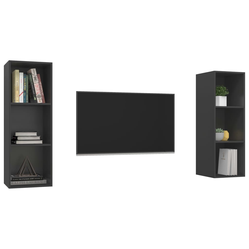 vidaXL Wall-mounted TV Cabinets 2 pcs Grey Engineered Wood