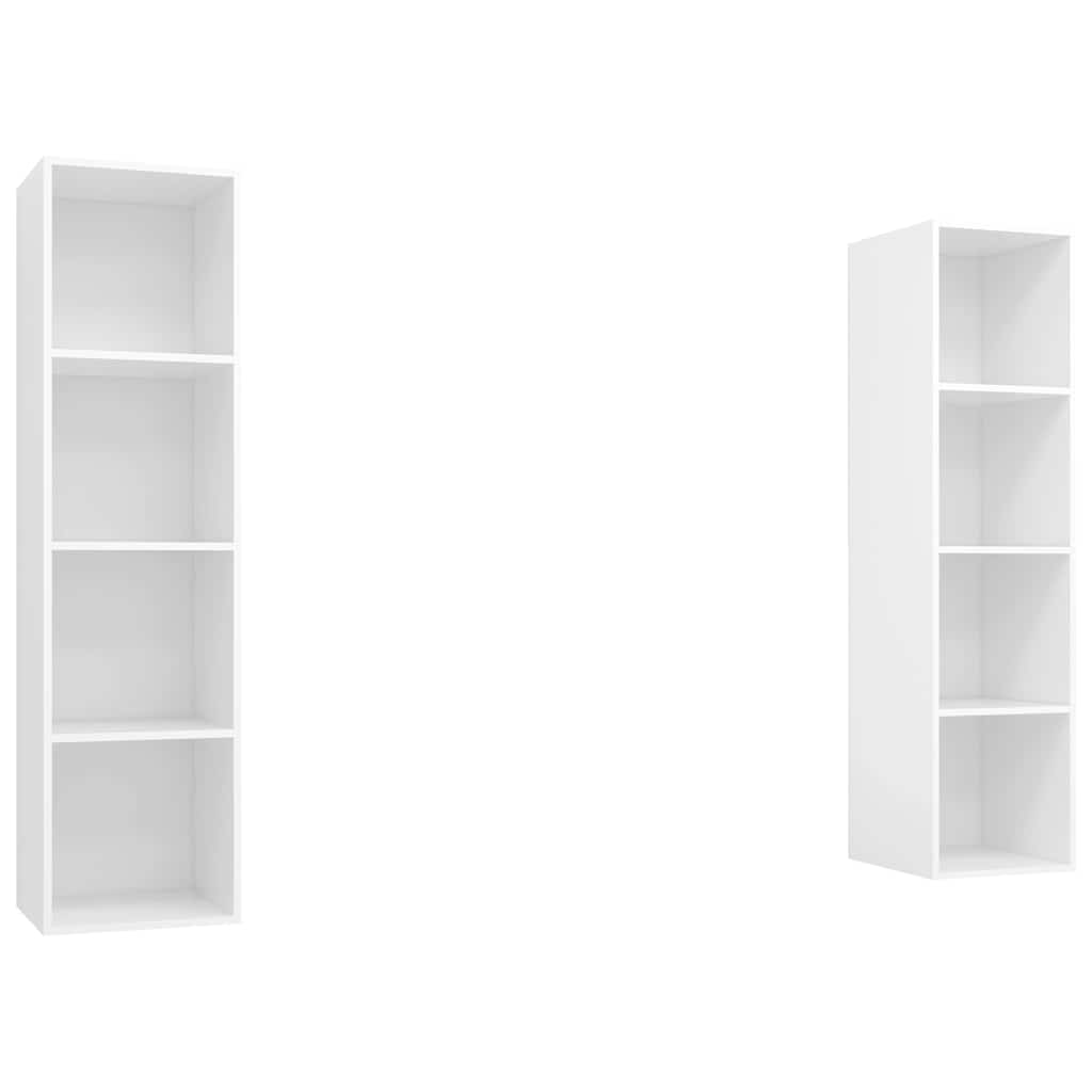 2 Piece Wall-mounted TV Cabinet Set White Engineered Wood