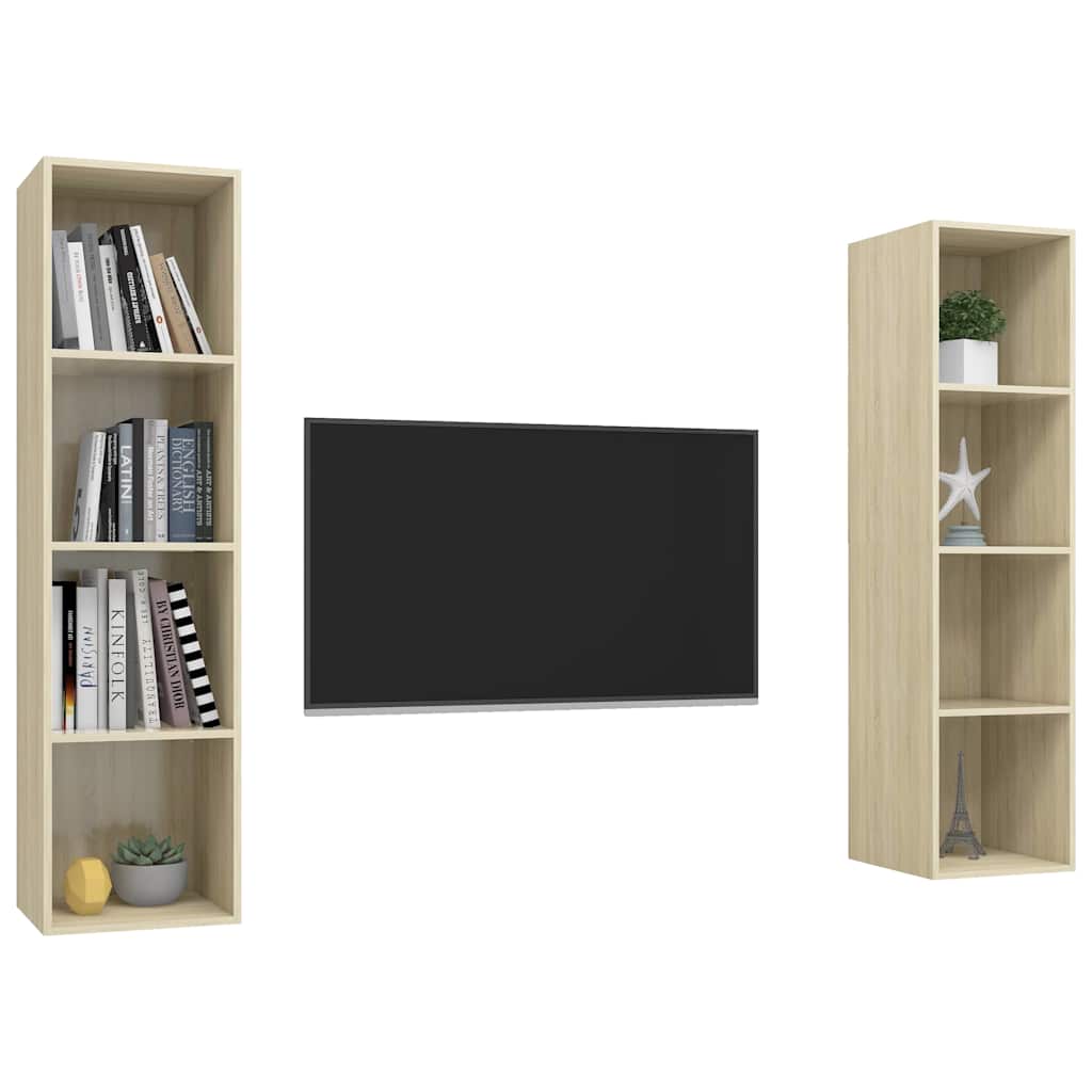 2 Piece Wall-mounted TV Cabinet Set Sonoma Oak Engineered Wood