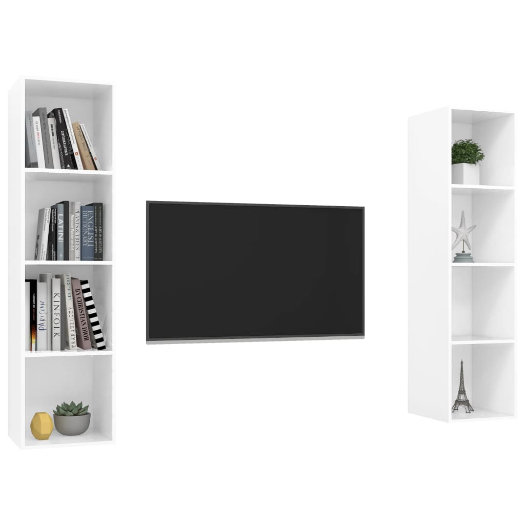 vidaXL Wall-mounted TV Cabinets 2 pcs High Gloss White Engineered Wood