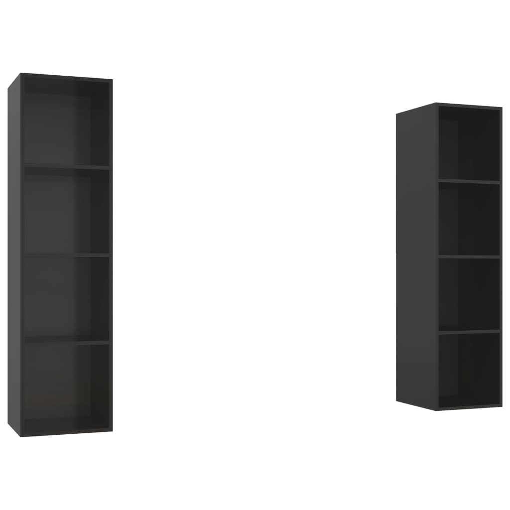 vidaXL Wall-mounted TV Cabinets 2 pcs High Gloss Black Engineered Wood