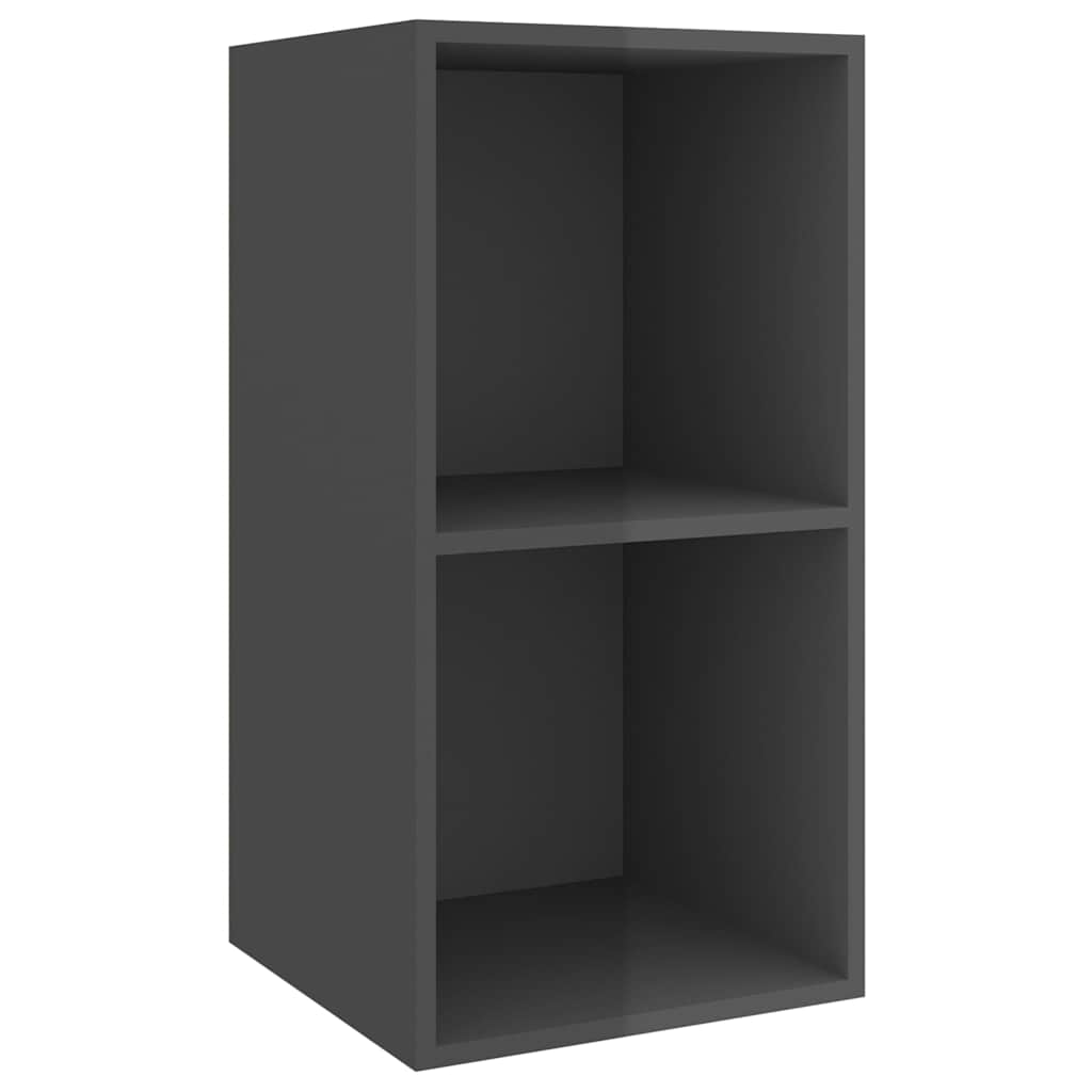 4 Piece Wall-mounted TV Cabinet Set High Gloss Grey Engineered Wood