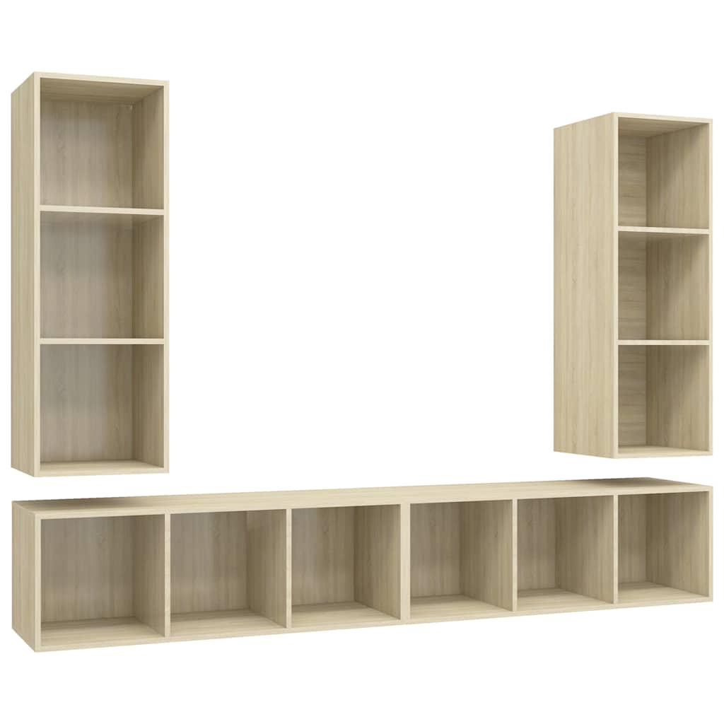 4 Piece Wall-mounted TV Cabinet Set Sonoma Oak Engineered Wood