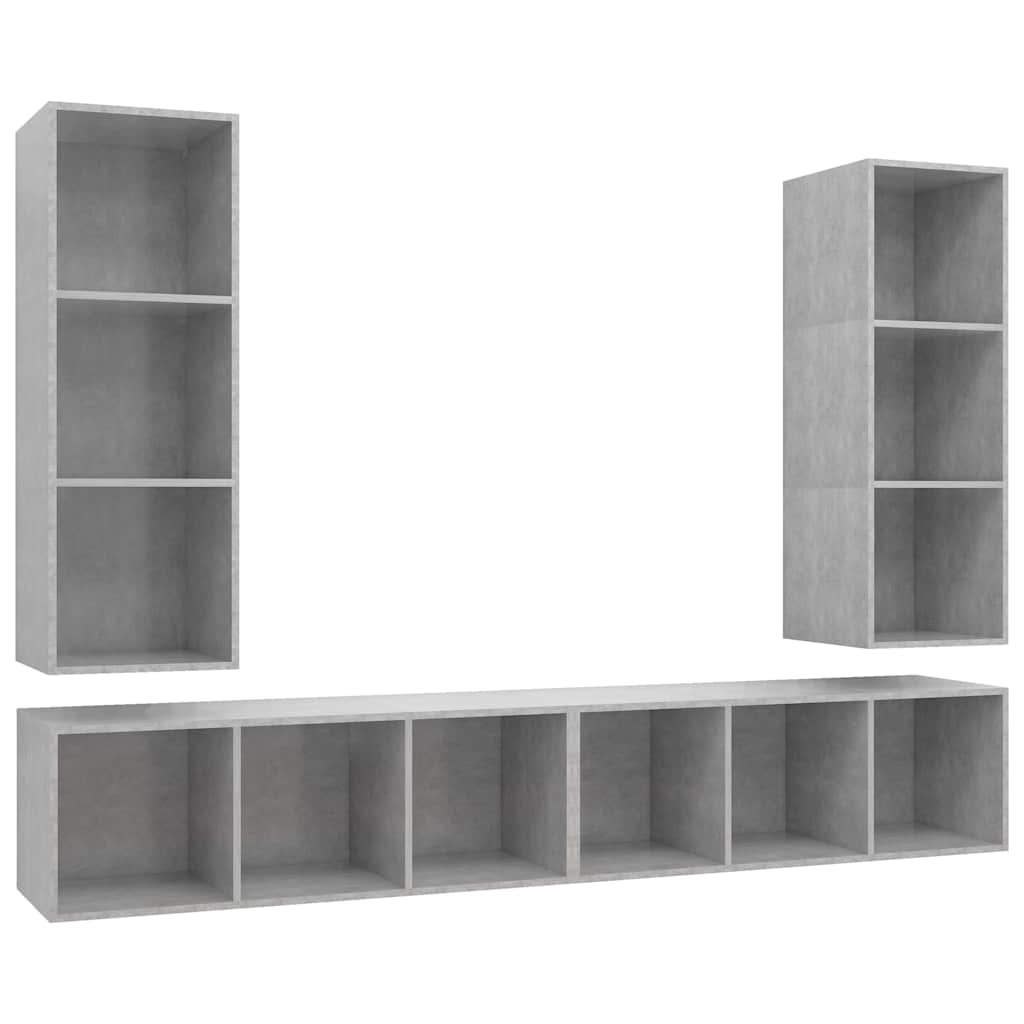 4 Piece Wall-mounted TV Cabinet Set Concrete Grey Engineered Wood