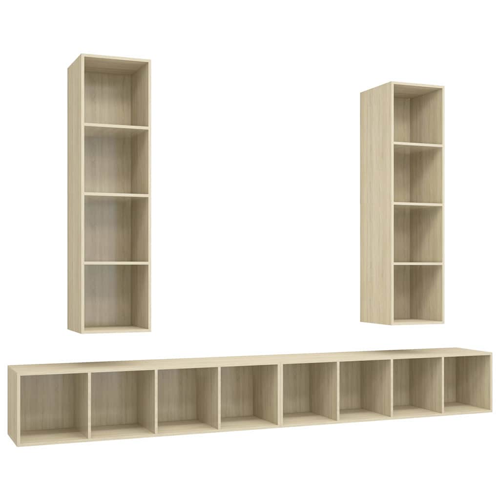 4 Piece Wall-mounted TV Cabinet Set Sonoma Oak Engineered Wood