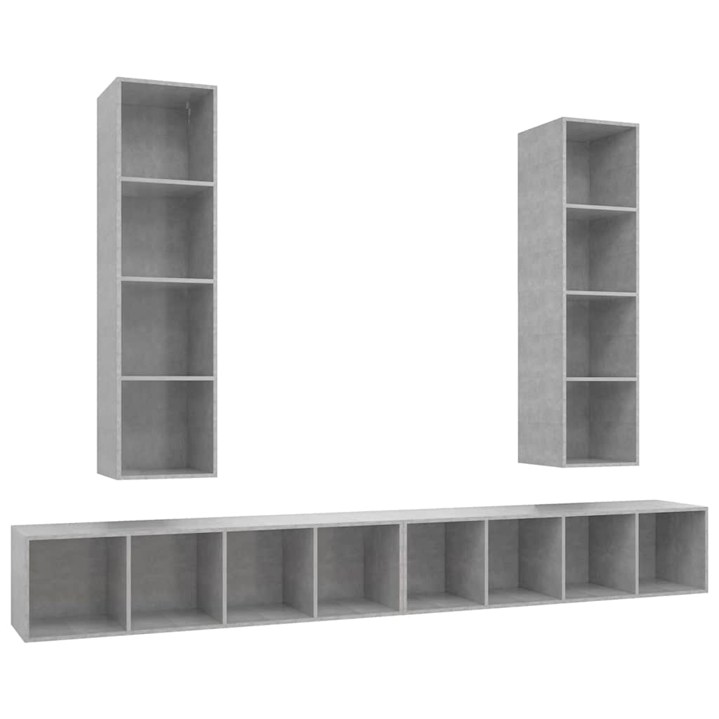 4 Piece Wall-mounted TV Cabinet Set Concrete Grey Engineered Wood