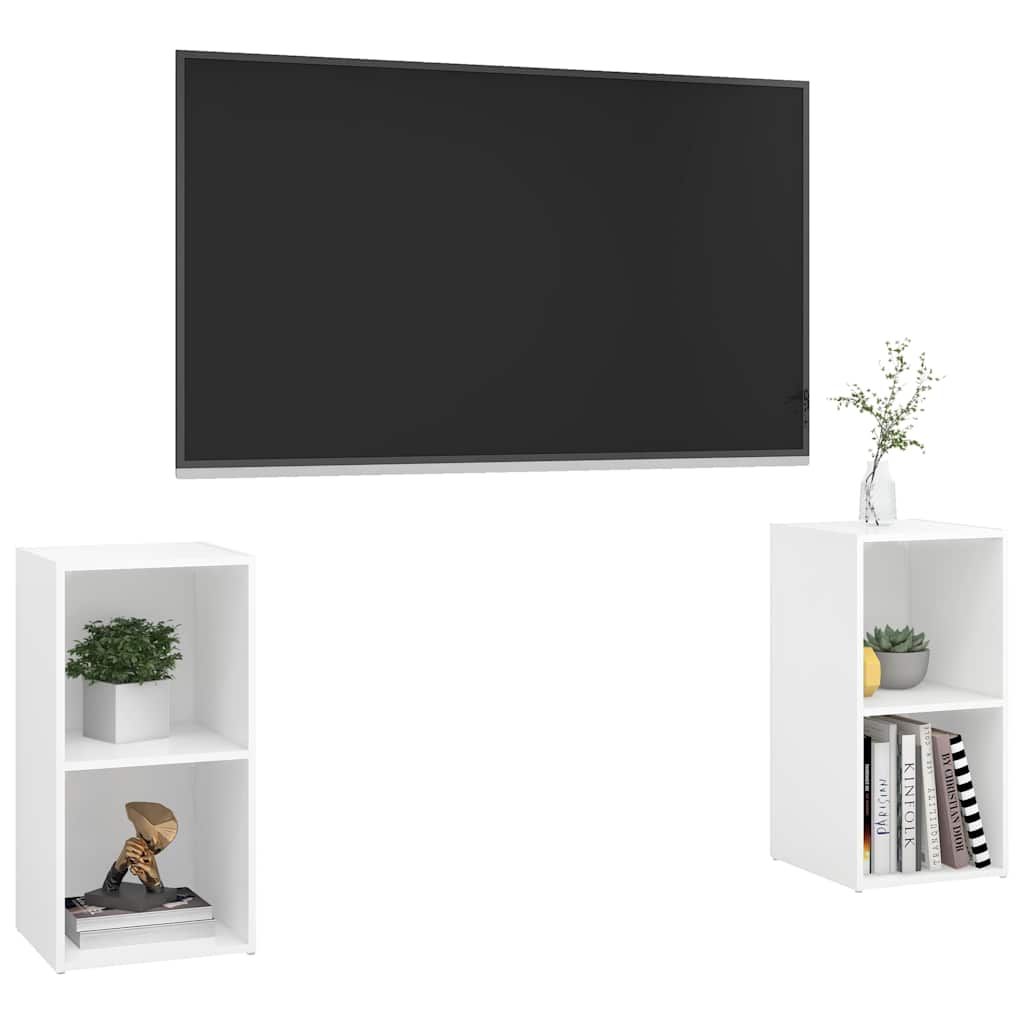 2 Piece TV Cabinet Set White 72x35x36,5 cm Engineered Wood