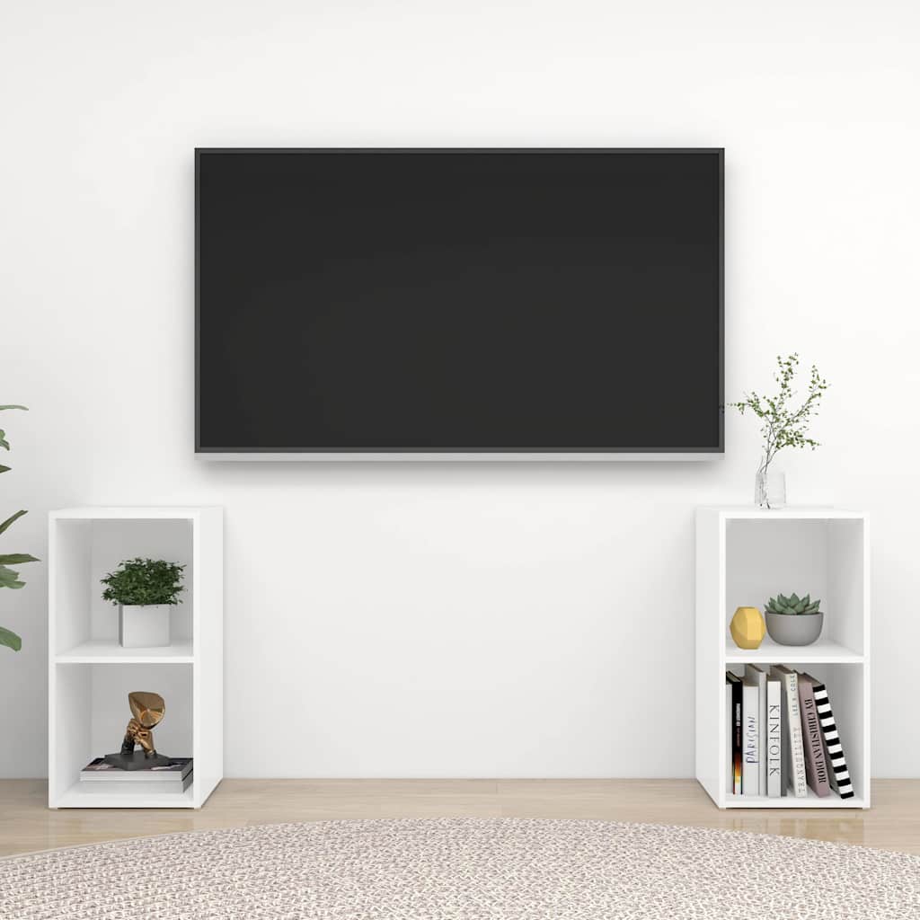 2 Piece TV Cabinet Set White 72x35x36,5 cm Engineered Wood